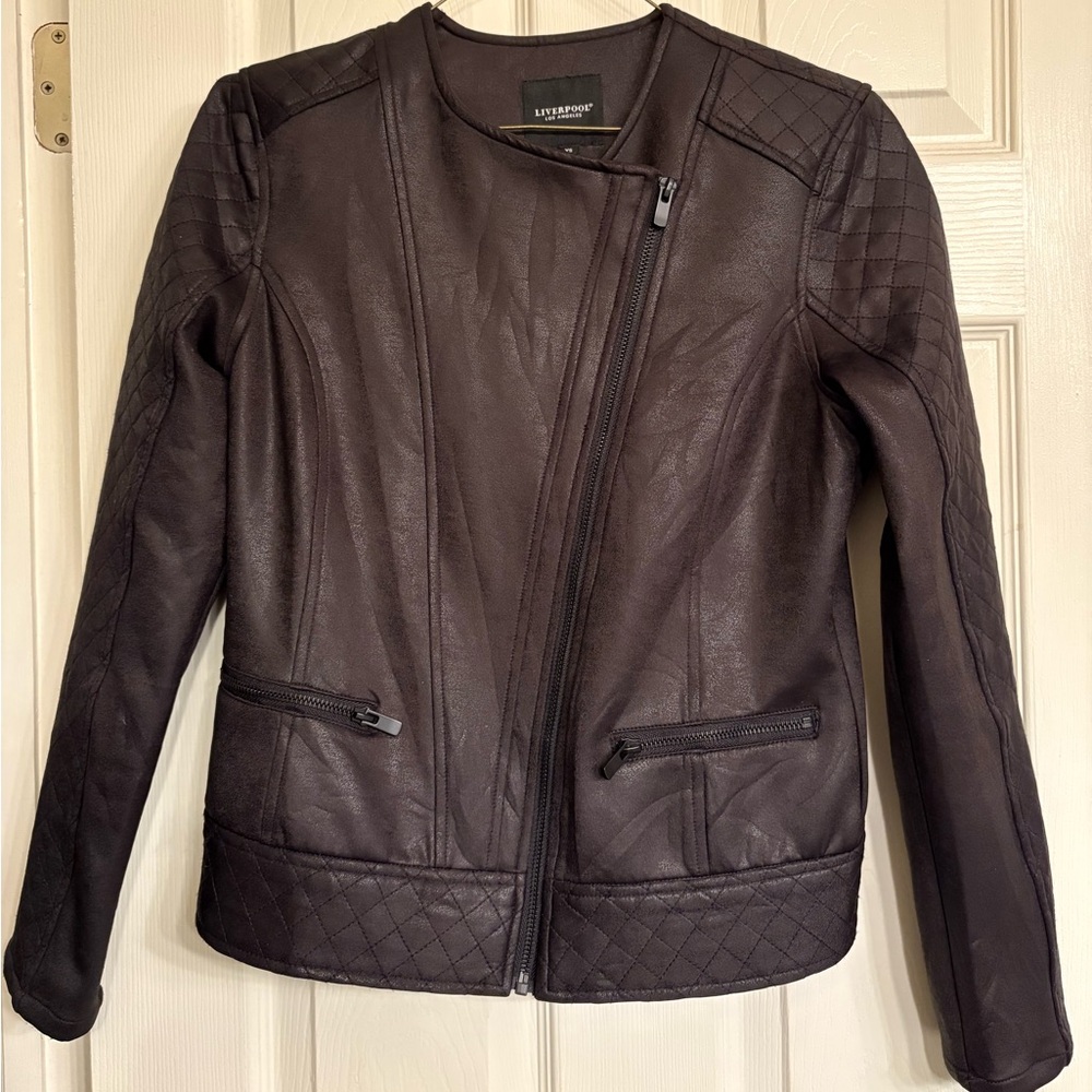 Liverpool Women's Black Faux Quilted Leather Jacket